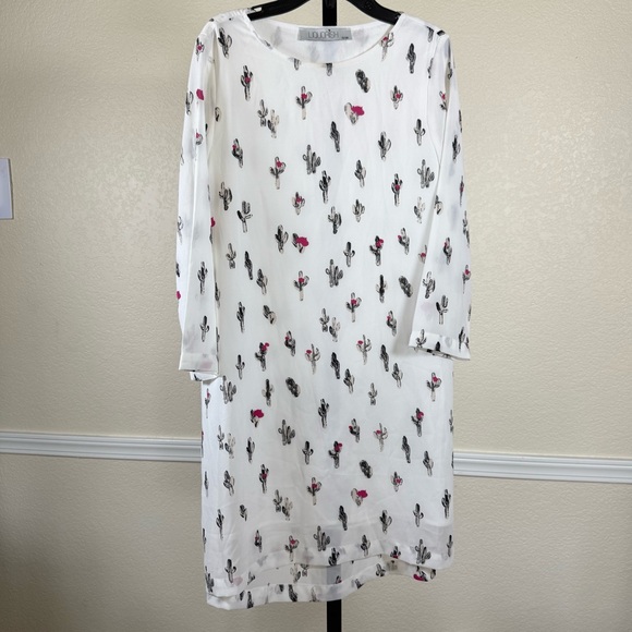 Liquorish Cactus Shift Dress Size 10 Lined Spring White Desert Festival Boho - Picture 1 of 9
